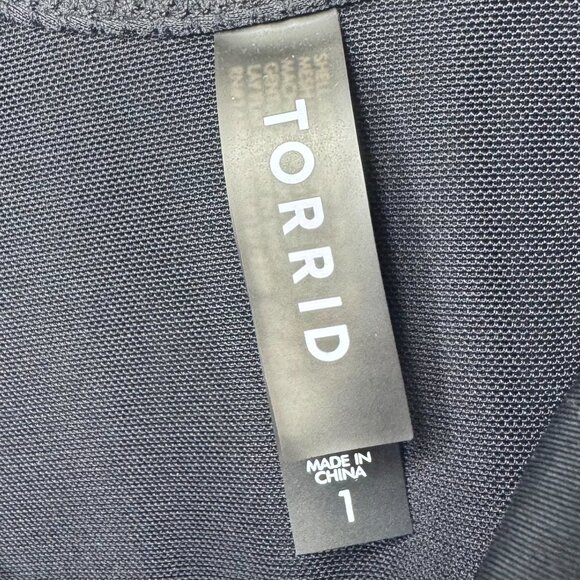 Torrid Womens Plus Sz 1 1X Black Asymmetrical One Piece Swim Dress Bathing Suit - Picture 2 of 12